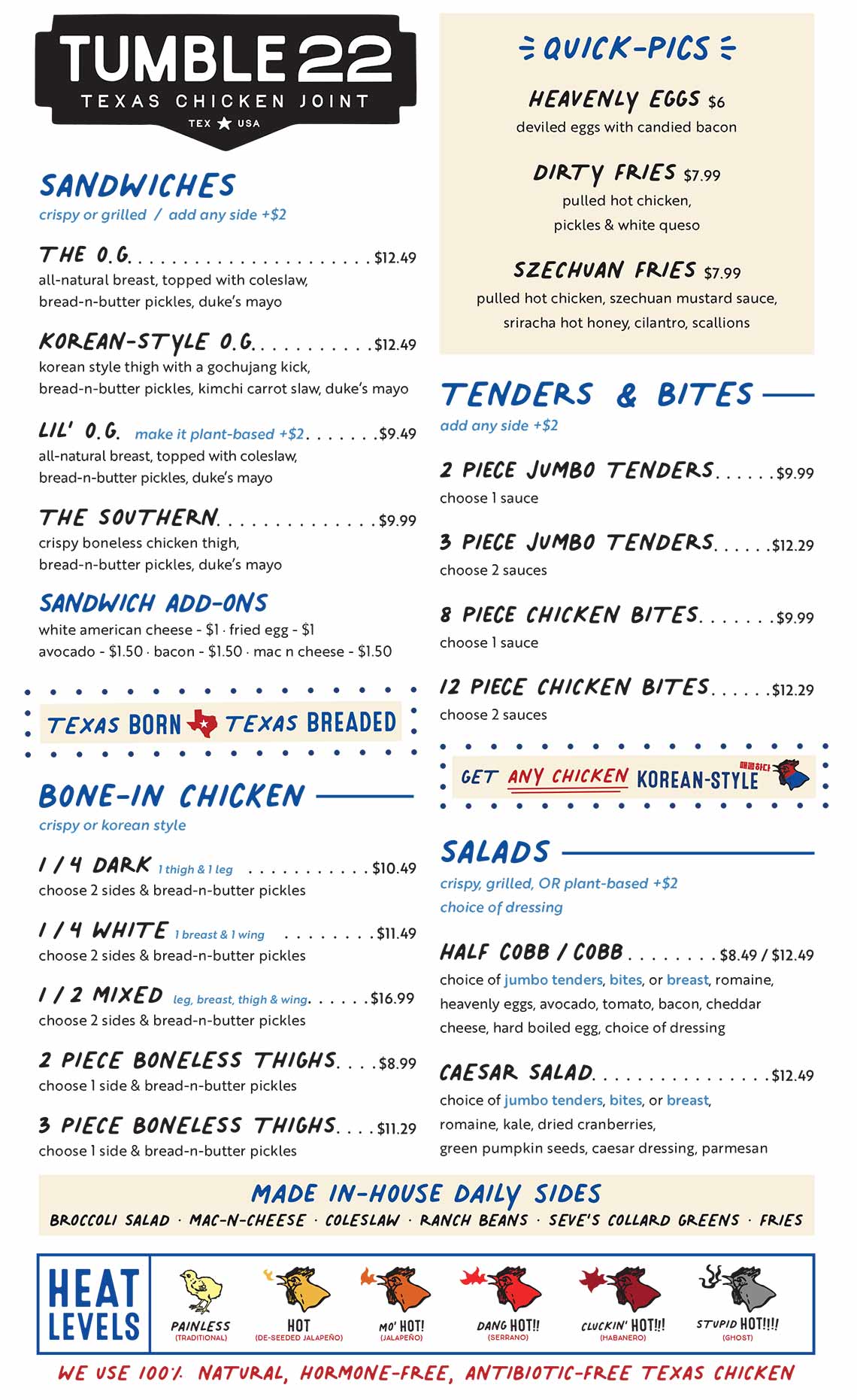 Tumble 22 Menu Austin